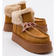  luvishoes blaus tan suede shearling thick sole women`s sports boots