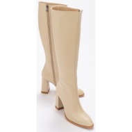  luvishoes decer women`s beige skin heeled boots