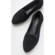  luvishoes women`s black knitted flat flat shoes 101