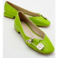  luvishoes women`s opal light green buckled flat shoes