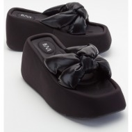  luvishoes regno women`s black wedge heels slippers