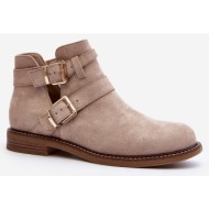  women`s flat boots with straps light beige melviana