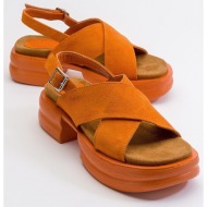  luvishoes most women`s orange suede genuine leather sandals