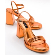  luvishoes posse orange metallic women`s heeled shoes
