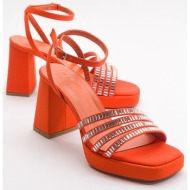 luvishoes nove orange women`s heeled shoes