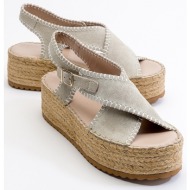  luvishoes bellezza women`s beige suede genuine leather sandals