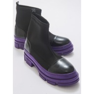  luvishoes bendis women`s black purple scuba boots.