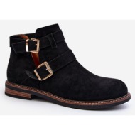 women`s flat boots with straps melviana black