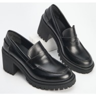  marjin women`s loafers thick heeled casual shoes zumes black.