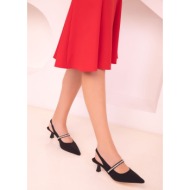  soho black matte satin women`s classic heeled shoes 18039