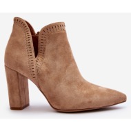  women`s high-heeled ankle boots with beige cutout kerestia