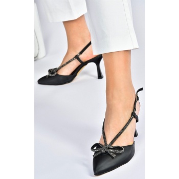 fox shoes women`s black satin fabric σε προσφορά