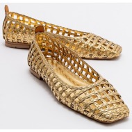  luvishoes arcola women`s gold knitted patterned flats