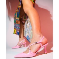  luvishoes coje pink patent leather women`s pointed toe thin heel shoes