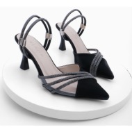  marjin women`s stiletto stone evening dress heeled shoes ponles black