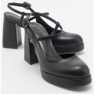  luvishoes cape black skin women`s platform heeled shoes