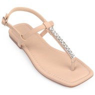  capone outfitters capone skin flip flops stone ankle strap flat heel nude women`s sandals