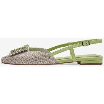 tamaris women`s sandals green and beige