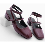  marjin women`s flat toe open back classic heeled shoes hanse burgundy patent leather