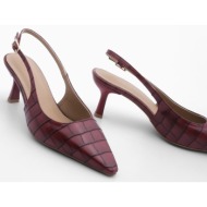  marjin women`s stiletto pointed toe open back thin heel heel shoes fanle burgundy croco