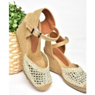  fox shoes p241612040 women`s beige stone wedge heel shoes
