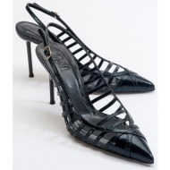  luvishoes gesto black patterned women`s high heel shoes