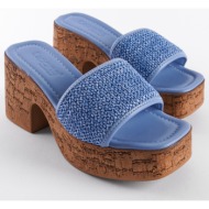  capone outfitters women`s cork platform sold wicker single strap slippers