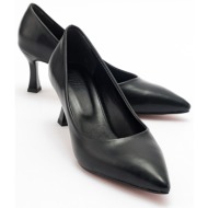  luvishoes women`s pedra black skin heeled shoes