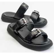  luvishoes finezza black women`s slippers from genuine leather