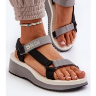  women`s platform sandals with gusset big star grey