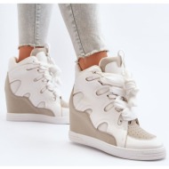  women`s wedge sneakers white leoppa