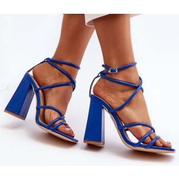 fashionable blue high-heeled sandals σε προσφορά