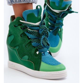 women`s wedge sneakers green leoppa σε προσφορά