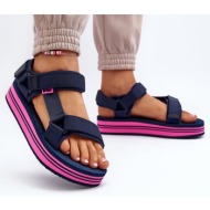  lee cooper women`s platform sandals - navy blue