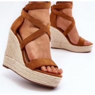  camel salthe knitted wedge sandals