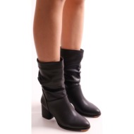  shoeberry women`s nollie black heels & ankle boots, black skin.