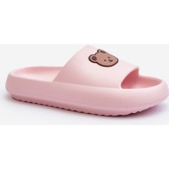  women`s lightweight foam slippers with teddy bear, pink lia