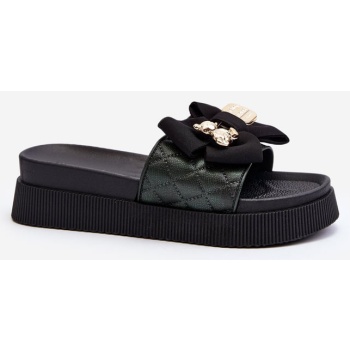 women`s black slippers with bow and σε προσφορά
