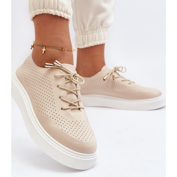 beige women`s openwork sneakers σε προσφορά