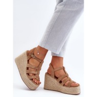  wedge sandals with braid, brown gnosis