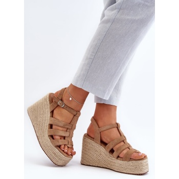wedge sandals with braid, brown gnosis σε προσφορά