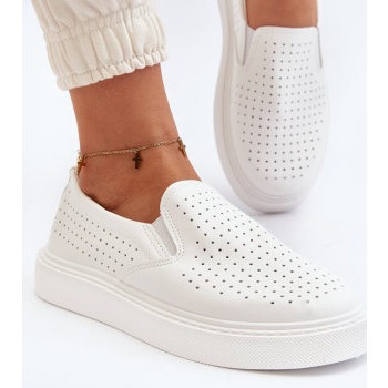 women`s openwork slip-on sneakers white σε προσφορά