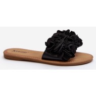  women`s slippers with black eelfan flowers