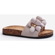  women`s slippers with embellishments grey bunlia