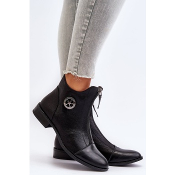 women`s flat boots with zipper black σε προσφορά