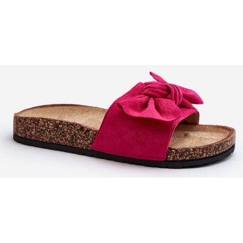 women`s slippers with bow fuchsia σε προσφορά