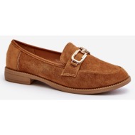  suede women`s loafers with flat heels camel misal