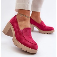  women`s eco-suede shoes with high heels and fuchsia arablosa platform