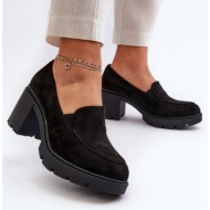  women`s eco suede high-heeled and platform shoes, black arablosa