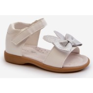  children`s sandals with bow, velcro fastening, white wistala